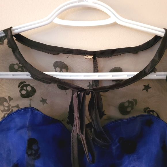 Skull Print 💀 overlay Rockabilly Dress - Size M - Picture 5 of 8